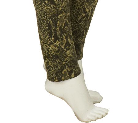 LOGO by Lori Goldstein Animal Print Slim Leg Knit Jeans