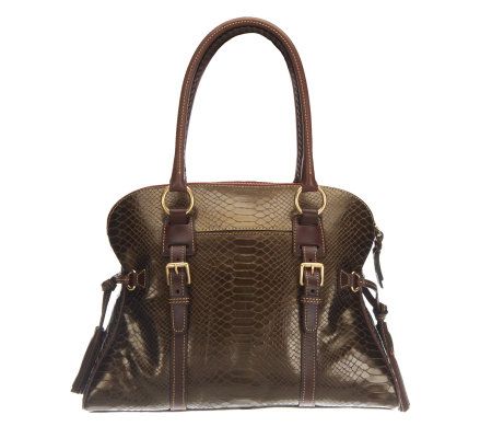 Dooney & Bourke Pearly Python Embossed Leather Domed Buckle Satchel