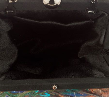 Lee Sands Peacock Feather Pouch Handbag