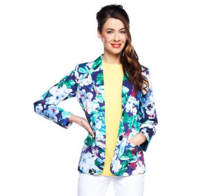 Isaac Mizrahi Live! Photo Reel Floral Print Blazer - A230819