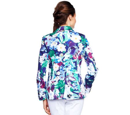 Isaac Mizrahi Live! Photo Reel Floral Print Blazer