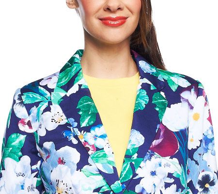 Isaac Mizrahi Live! Photo Reel Floral Print Blazer