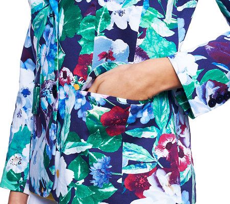 Isaac Mizrahi Live! Photo Reel Floral Print Blazer