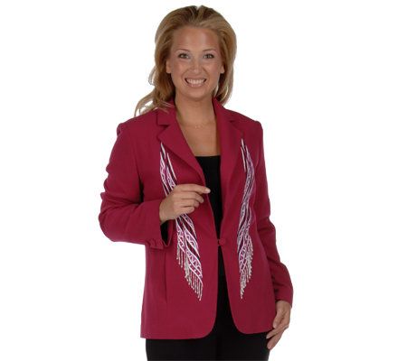 As Is Bob Mackies Stretch Crepe Beaded Scarf Jacket