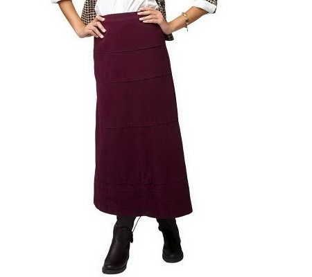 As Is Denim & Co. Faux Suede Tiered Long Skirt - A235719