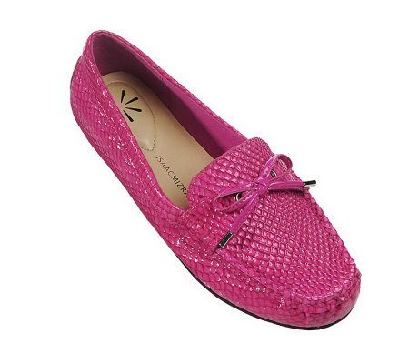 As Is Isaac Mizrahi Live! Python Embossed Leather Moccasins - A235919