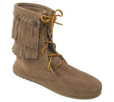 Minnetonka Womens Double Fringe Tramper Boots - A320319