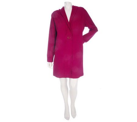 Women with Control Hooded 1 Button Knit Jacket - A209720