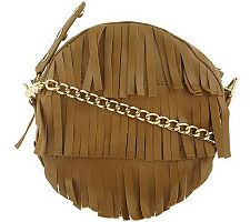K-DASH by Kardashian Lamb Leather Fringe Crossbody Bag