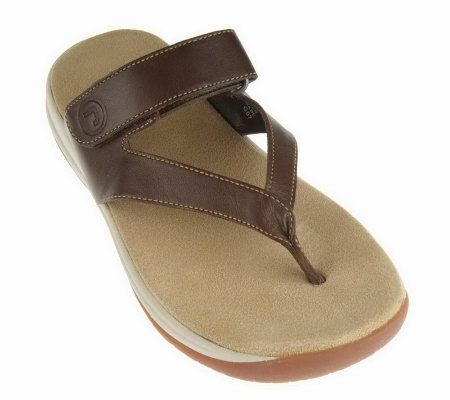 As Is Rockport Leather Adj. Comfort Thong Sandals - A211820