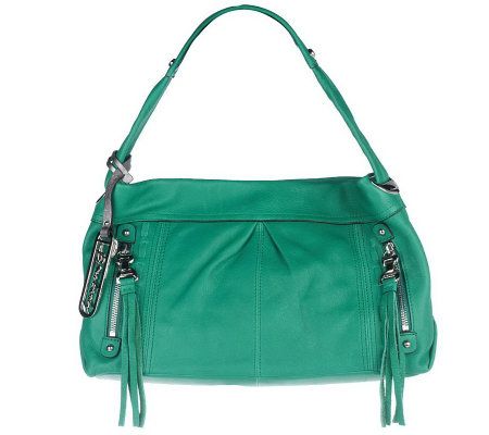 B. Makowsky Glove Leather Hobo w/Zipper Pockets and Stitch Detail - A212820