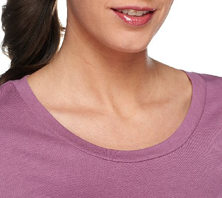 LOGO by Lori Goldstein Knit Top with Grosgrain Ribbon Tie