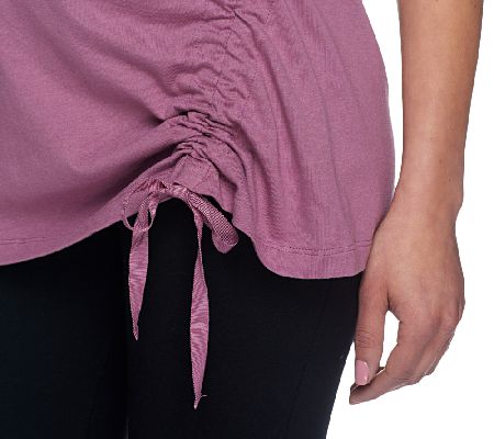 LOGO by Lori Goldstein Knit Top with Grosgrain Ribbon Tie