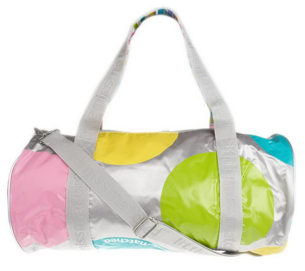 little missmatched PolkaDot&Stripe Metallic Silver Duffle Bag - A222720