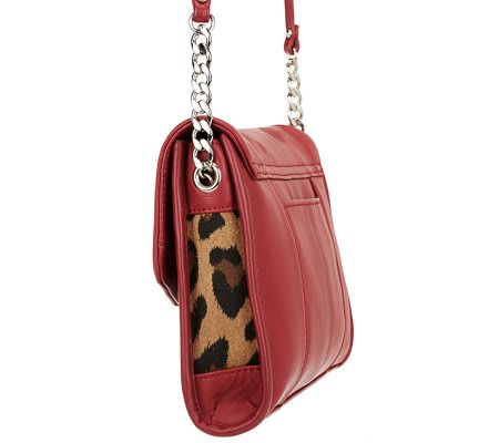 Tignanello Glove Leather Crossbody Bag with Animal and Chain Accent
