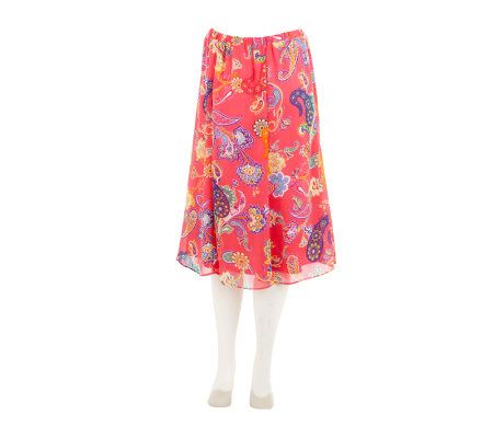 Liz Claiborne New York Paisley Printed Crinkle Chiffon Skirt