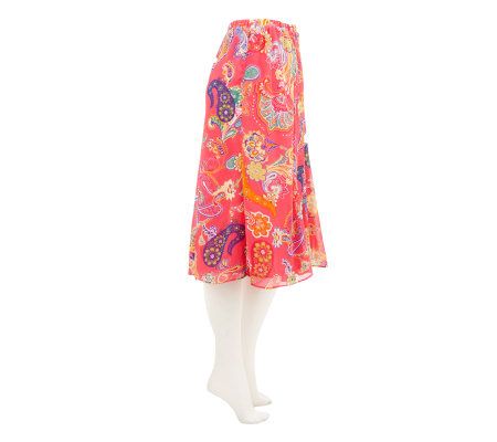 Liz Claiborne New York Paisley Printed Crinkle Chiffon Skirt