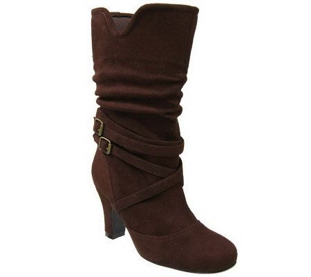 Adi Designs Faux Suede Slouchy High Heel Boots - A248520