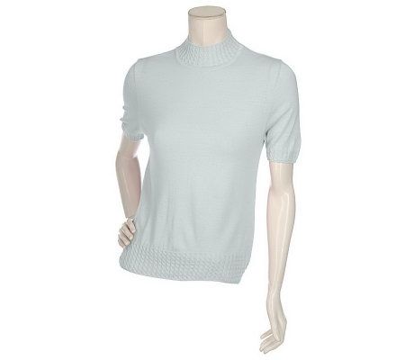 Aran Craft Fine Gauge Mock Neck Cable Knit Sweater - A48120