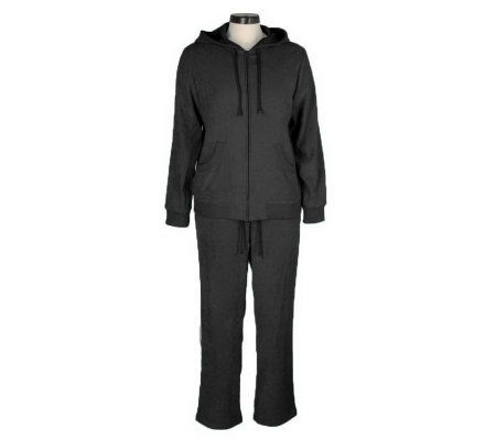 Denim & Co. StretchMoleskin Hooded Cardigan and Drawstring Waist Pants - A53720