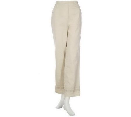 Denim & Co. Tall Classic Waist Embroidered Pants - A70220