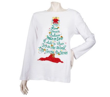 Quacker Factory Inspiration Tree Embroidered Knit Top - A72620