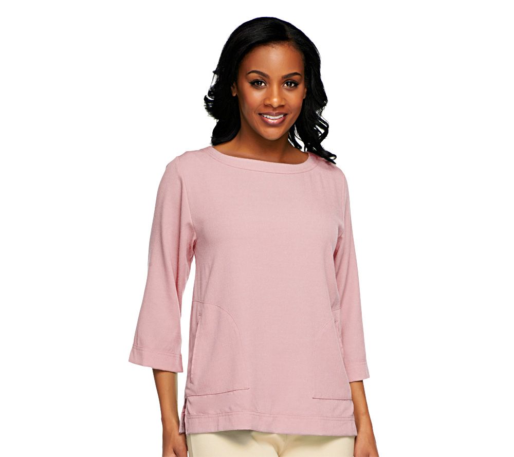 Linea by Louis DellOlio Pebble Crepe Tunic with Pockets - A213621