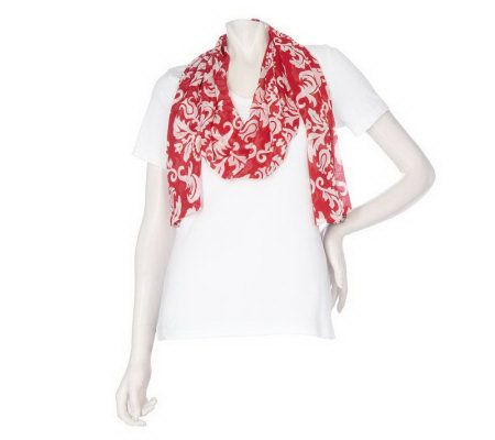 Dennis Basso 13 x 76 Crinkle Chiffon Printed Scarf - A214221