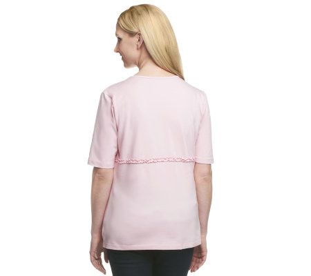 Denim & Co. Elbow Sleeve Duet Cardigan with RuffleTrim