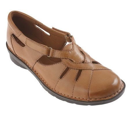Clarks Bendables Nikki Regatta Adj. Leather Cutout Shoes - A216021