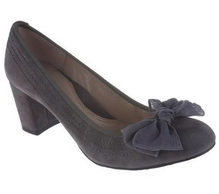 Tignanello Leather or Suede Pumps with Stitch & Bow Detail - A216121