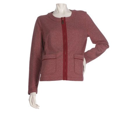 Liz Claiborne New York Herringbone Zip Front Blazer - A217121