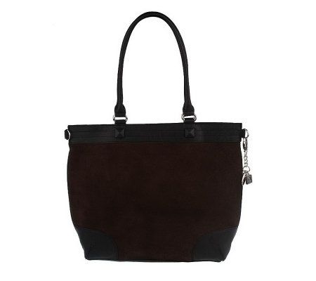 Urban Chic Suede Tote with Faux Pebble Trim by VT Luxe - A219121