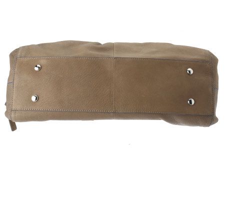 B.Makowsky Glove Leather Zip-Top Satchel with Zipper Pockets