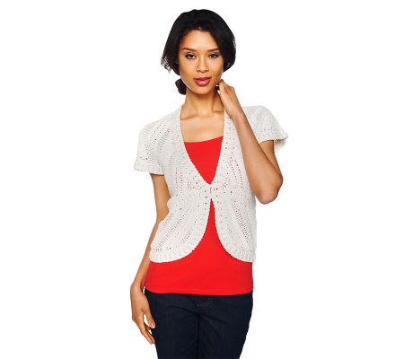 Isaac Mizrahi Live! Hand Crochet V-Neck Cardigan - A224421