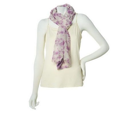 Micky London Floral Print Scarf with Embroidered Trim - A225521