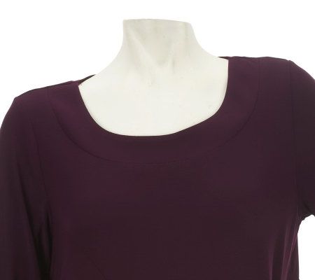 Attitudes by Renee 3/4 Sleeve Top with Ruffle Detail