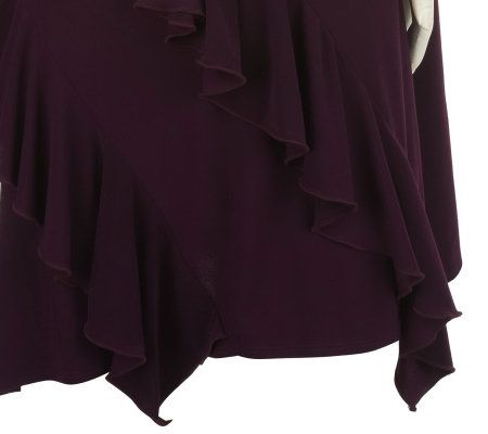 Attitudes by Renee 3/4 Sleeve Top with Ruffle Detail