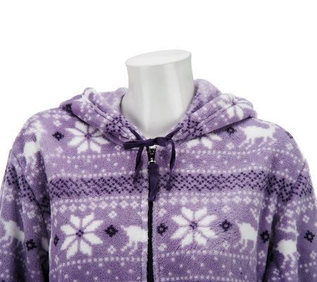 Stan Herman Winter Fairisle Printed/Solid Plush Hooded Lounge Set