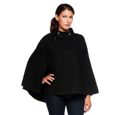 Mark of Style by Mark Zunino Cape with Hi-Low Hem & Zipper Detail - A228021