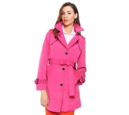 Joan Rivers All About Color Water Resistant Trench Coat - A230521