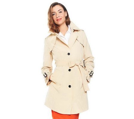 Joan Rivers All About Color Water Resistant Trench Coat - A230521