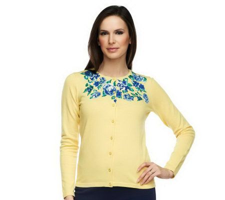 Isaac Mizrahi Live! Long Sleeve Melrose Floral Print Cardigan - A230721