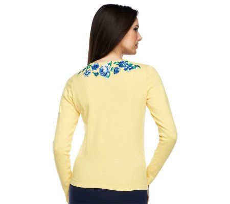 Isaac Mizrahi Live! Long Sleeve Melrose Floral Print Cardigan