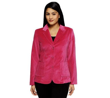 Denim & Co. Velveteen 3 Button Blazer - A2321