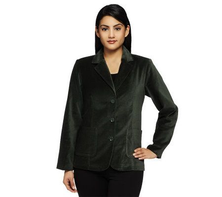 Denim & Co. Velveteen 3 Button Blazer - A2321
