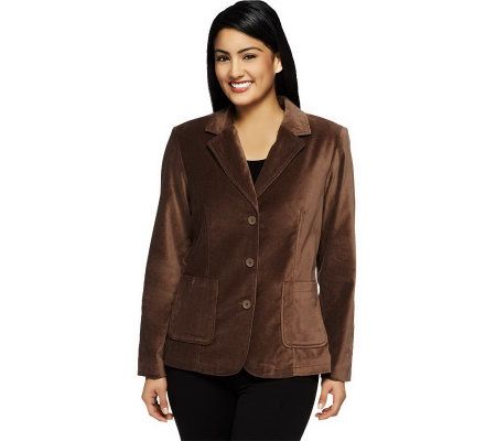Denim & Co. Velveteen 3 Button Blazer - A2321