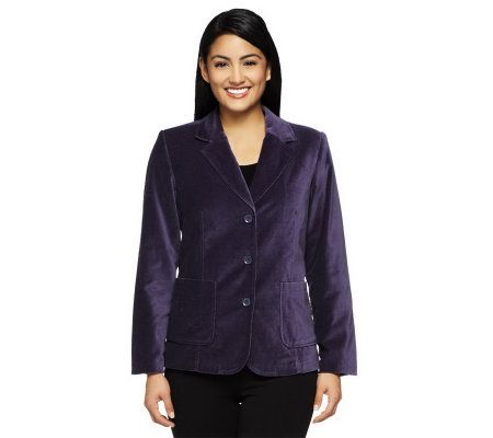 Denim & Co. Velveteen 3 Button Blazer - A2321