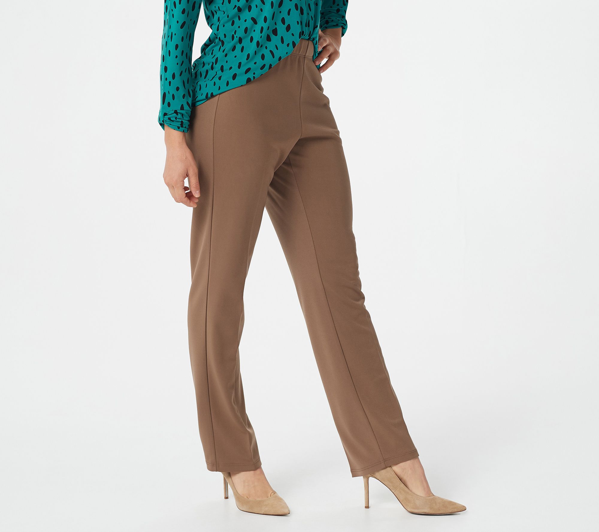 Susan Graver Milano Knit Straight Leg Pull-On Regular Pants - A91321