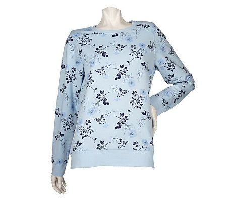 Denim & Co. Long Sleeve Printed Sweatshirt - A92921